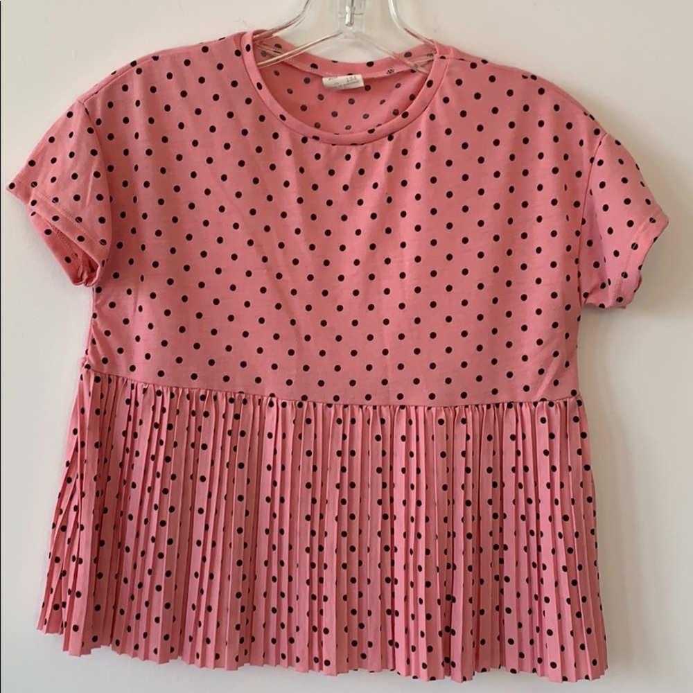 Zara Kids Pink Polkadot Pleaded Shirt #C0041